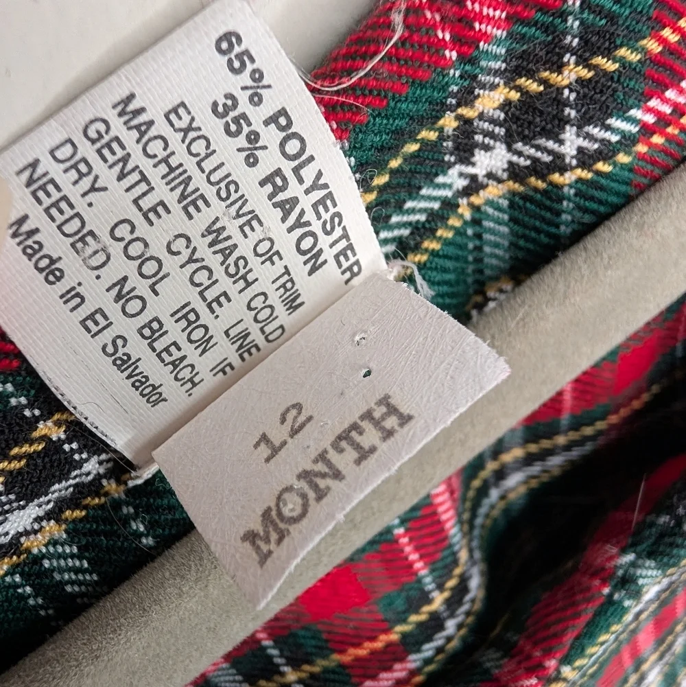 Vintage Therese‎ 12M Plaid Holiday Romper | Red Green Christmas Toddler Boys